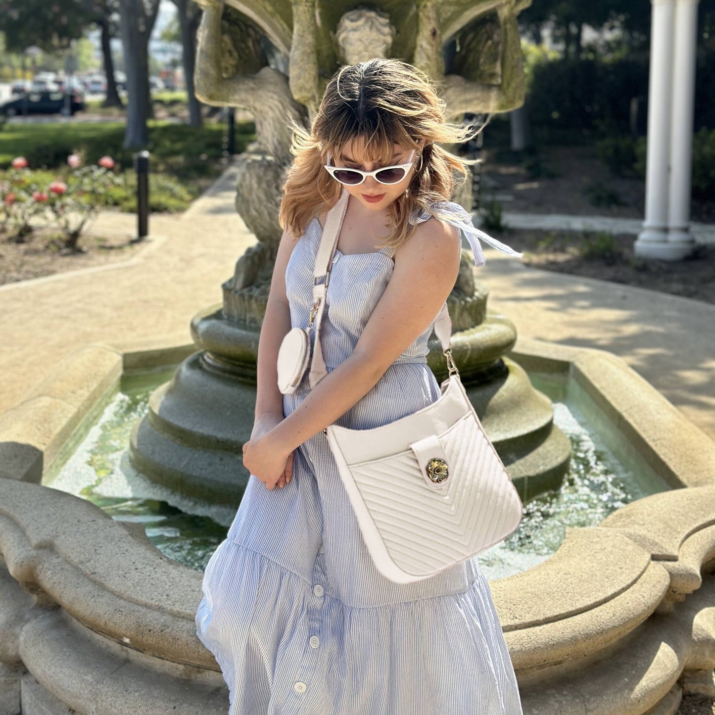 Catalina U shaped Crossbody Chevron w/Coin Pouch