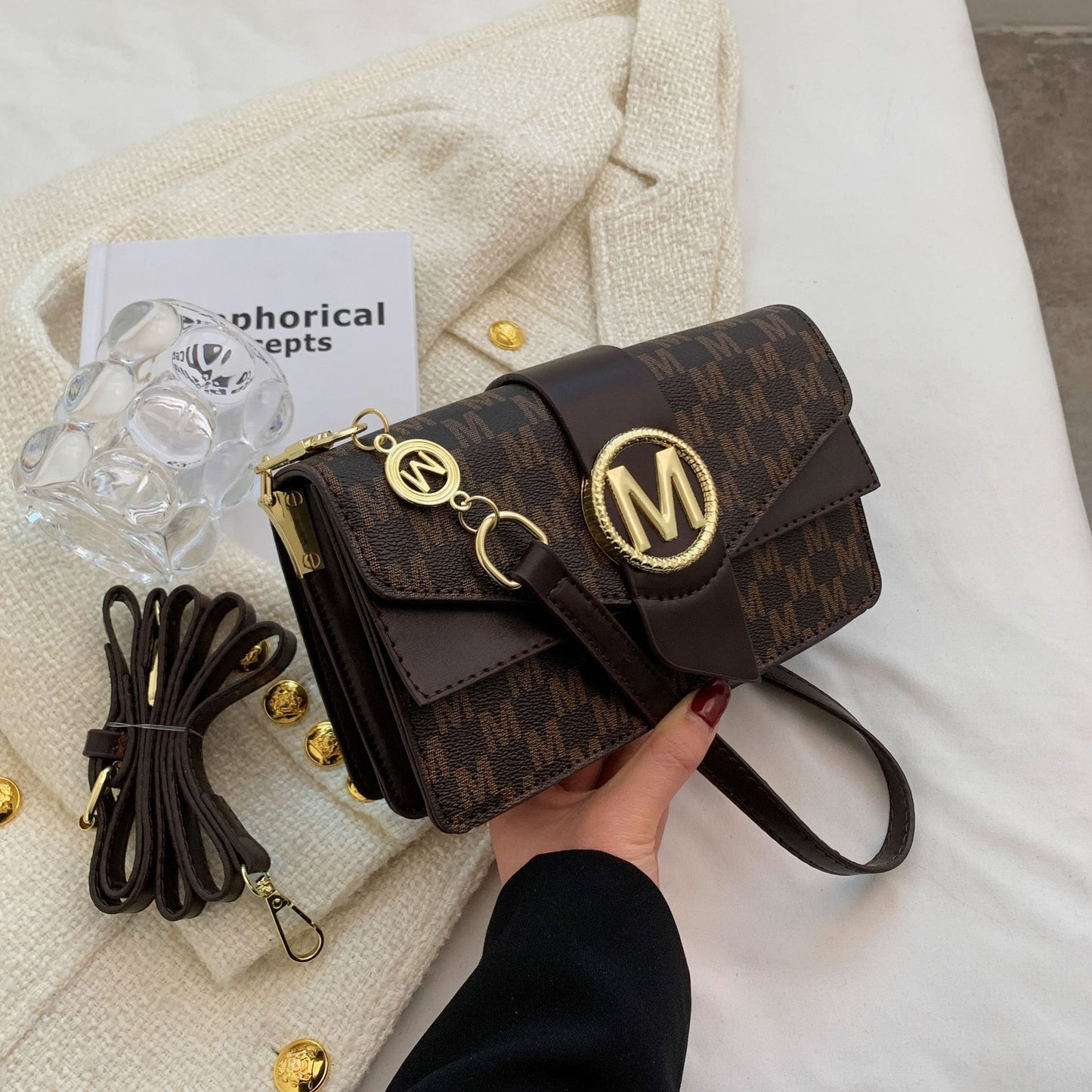 Niche Printed Letter Messenger Bag