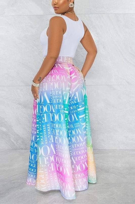 Graphic wide leg maxi pants